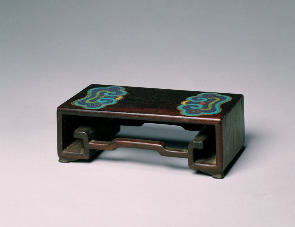 图片[1]-Red sandalwood inlaid enamel cloud head pattern ink bed-China Archive